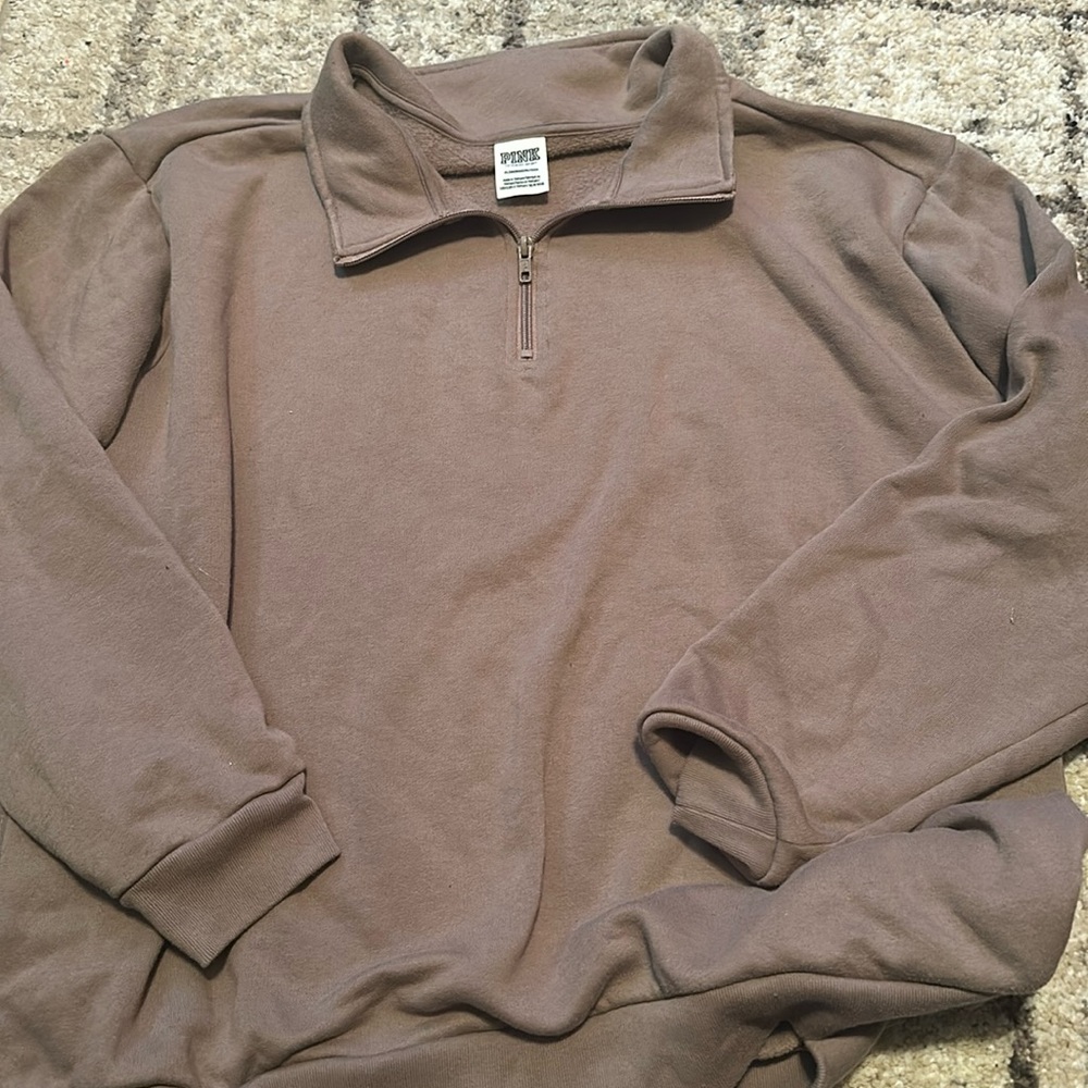Victorias Secret Pink taupe half-zip sweatshirt